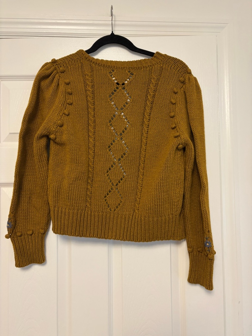 DÔEN Forget Me Not Cardigan Small Mustard Embroidered Organic Cotton - Picture 6 of 16